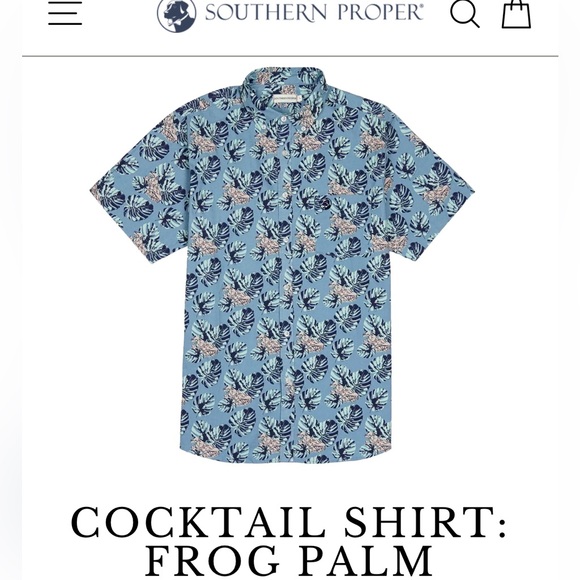 Southern Proper Traditional Fit Blue Floral Men's Shirt - Picture 3 of 5